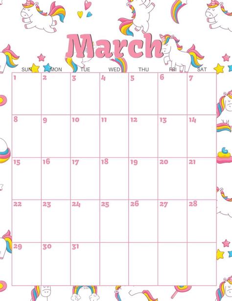 March Calendar Cute