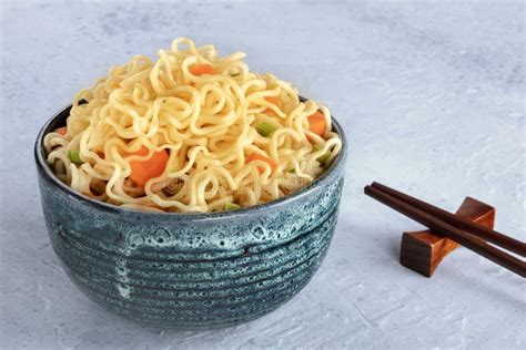 Instant Noodles Bowl With Carrot And Scallions Vegetable Soba Bowl