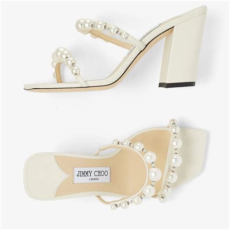 Latte Nappa Leather Mules With Pearl Embellishment AMARA 85 Summer