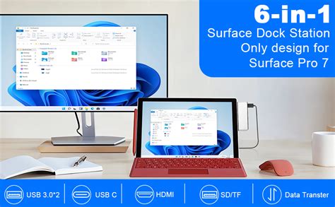 Surface Pro 7 Docking Station Hub 6 In 2 Microsoft Surface Dock With