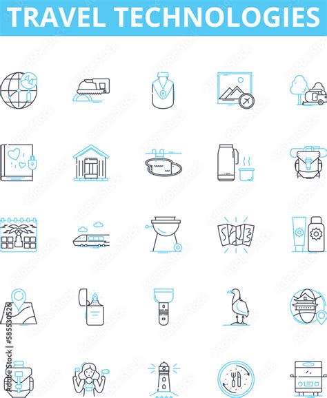 Travel Technologies Vector Line Icons Set Mobile Apps Ai Voice