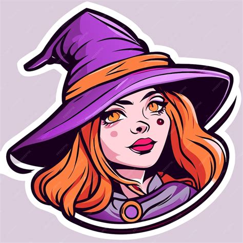 Premium Vector Halloween Witch Girl Twitch Scarecrow Hand Drawn Cartoon Sticker Icon Concept