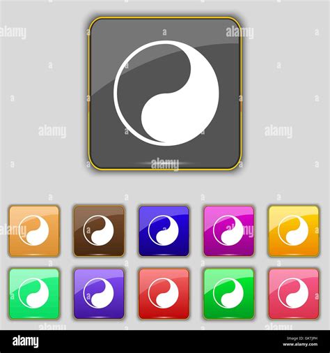 Yin Yang Icon Sign Set With Eleven Colored Buttons For Your Site