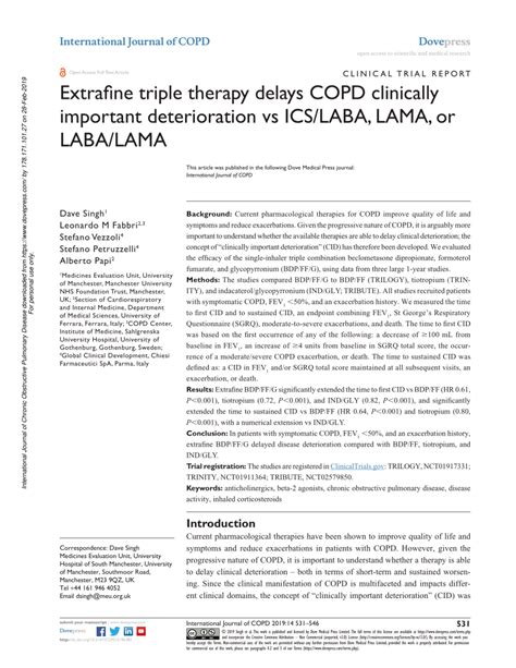 Pdf Extrafine Triple Therapy Delays Copd Clinically Important