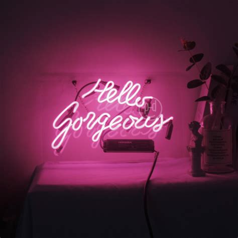 Hello Gorgeous Neon Sign Light Bar Handcraft Real Glass Wall Hanging