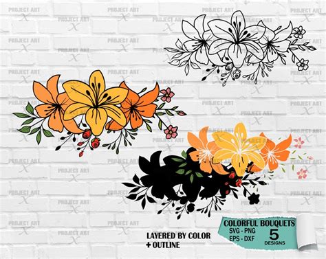 Flower Svg Bundle Floral Arrangement Svg Floral Svg Etsy