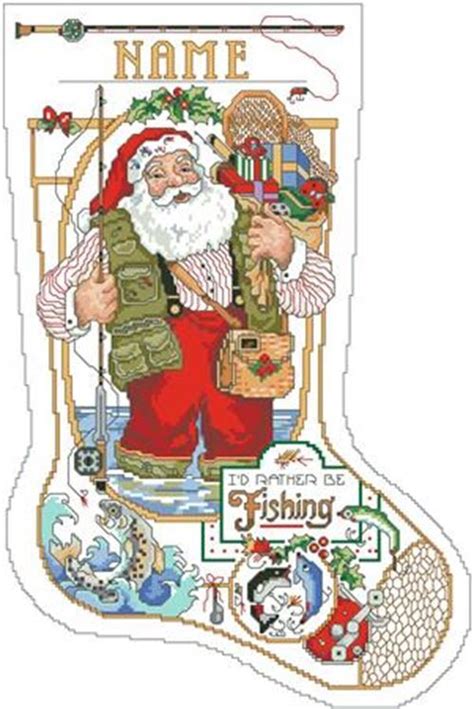 I D Rather Be Fishing Stocking By Kooler Design Studios Cross Stitch