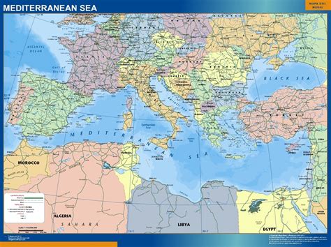 Mediterranean Sea Wall Map Wall Maps Of He World