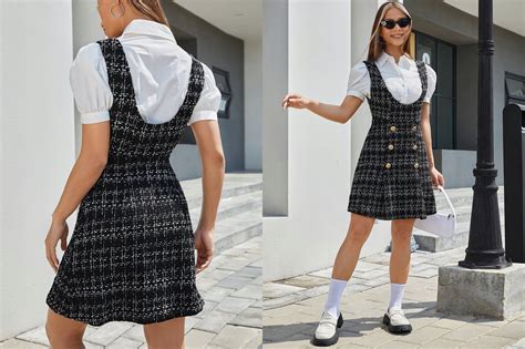 Shein Sukienka mini z guzikami w kratkę L XL 15373602995 Allegro pl