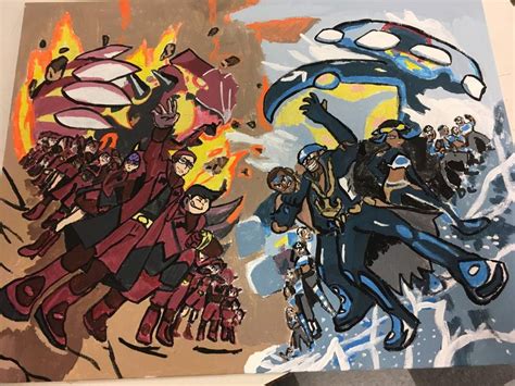 Team Magma vs Team Aqua Acrylic Painting Pokémon Amino