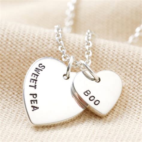 Personalised Sterling Silver Double Heart Necklace Lisa Angel