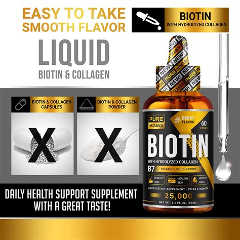 Liquid Biotin And Collagen 25 000mcg Hair Skin And Nails Healthy Hair