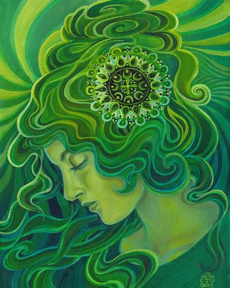 Green Goddess X Fine Art Print Pagan Mythology Art Nouveau Emerald