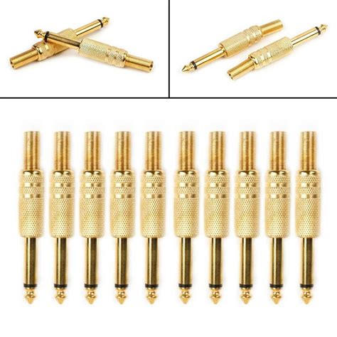 10x Gold Plated 6 35mm Male 1 4 Mono Microphone Plug Audio Connector