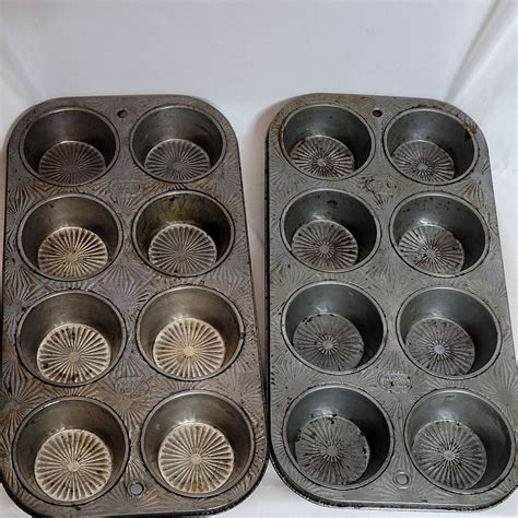 MCM Cupcake Pan Star Pattern Ekco USA Ovenex 8ct Well Set Of 2 Pans Etsy