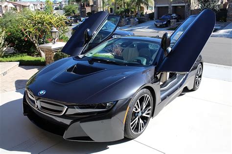 Hd Wallpaper Black Bmw I8 Coupe With Opened Scissor Doors Car