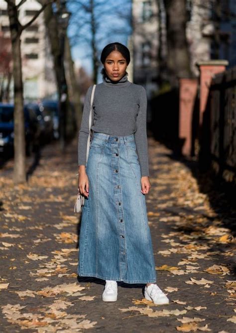 Formas De Usar Una Pollera De Denim En Invierno Conjuntos Con Falda