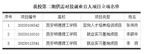 喜报！我校首次获教育部第二期供需对接就业育人项目立项 西安明德理工学院