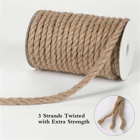 Tenn Well 8mm Jute Rope 50 Feet Strong And Heavy Duty Natural Jute