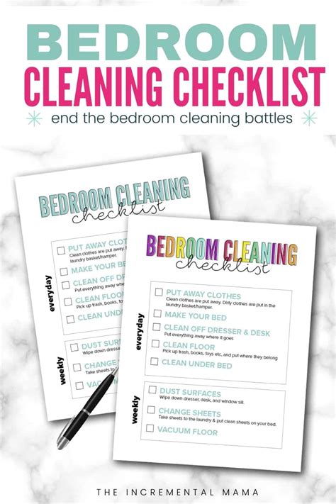 Free Printable Bedroom Cleaning Checklist For Kids The Incremental Mama