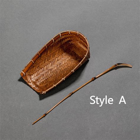 Bamboo Weaving Dustpan Tea Holder With Spoon Umi Tea Sets