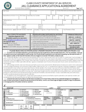 Fillable Online Clark Wa Jail Clearance Application Agreement Clark