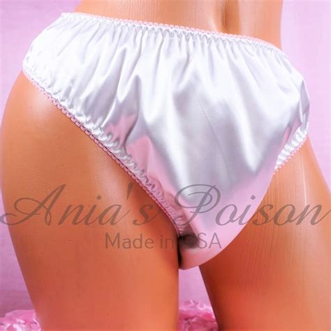 Sissy Satin Custom Printed Any Image Full Bikini Panties Front Or Back White Ebay
