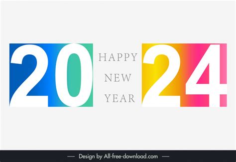 Happy New Year 2024 Templates Collection Elegant Modern Flat Texts