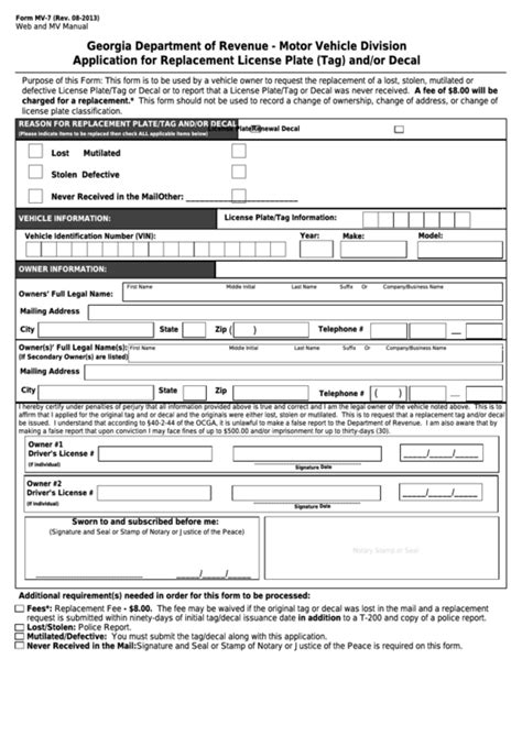 Georgia Department Of Motor Vehicles Mv Form Webmotor Org