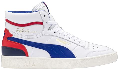 PUMA Leather Ralph Sampson Mid Sneakers in White / Blue Red (Blue) for ...