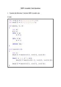 Mips Assembly Code Questions Docsity