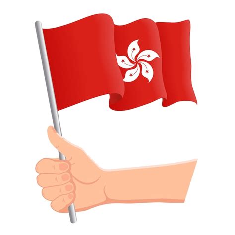 Premium Vector Hand Holding And Waving The National Flag Of Hong Kong Fans Independence Day