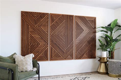 Set Of Slatted Wooden Wall Art Wood Wall Art Wall Sculpture