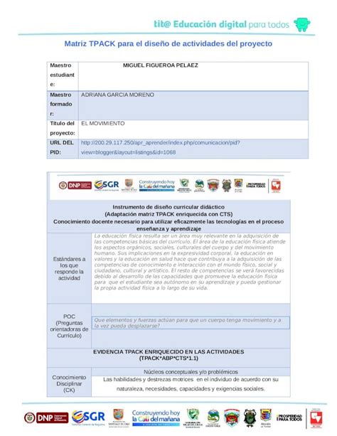 Docx M S Matriz Tpack Para El Dise O De Actividades Mejorada