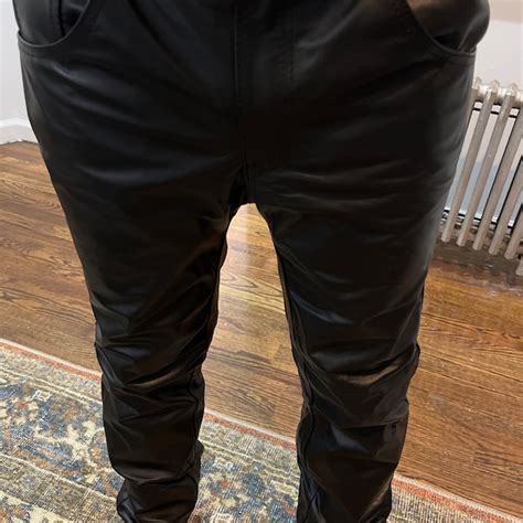 Genuine Sheep Skin Leather Pants Leather Jeans Black Pants T For Men Handmade Real Leather