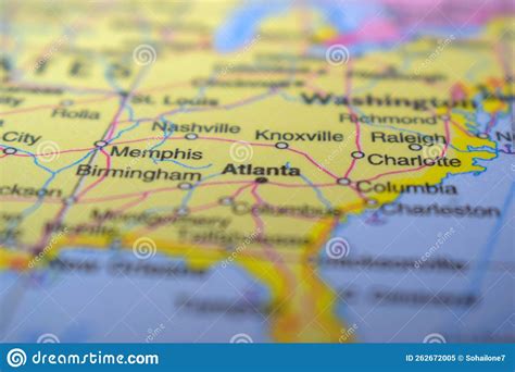 Travel Concept Political Map Of The Atlanta Stock Image Image Of Vacation Tourism 262672005