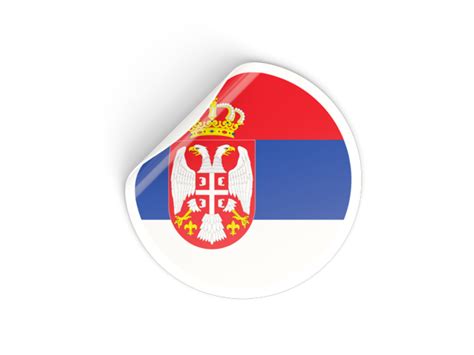 Round sticker. Illustration of flag of Serbia