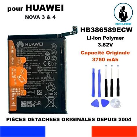 BATTERIE ORIGINALE HUAWEI HB386589ECW NOVA 3 NOVA 4 3750mAh OEM ORIGINE