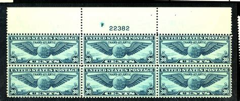 C Mint Pl Block Fvf Og Nh Cat United States Air Mail Stamp