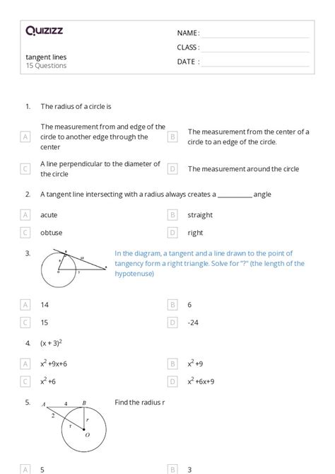 50 Tangent Lines Worksheets For 10th Class On Quizizz Free And Printable