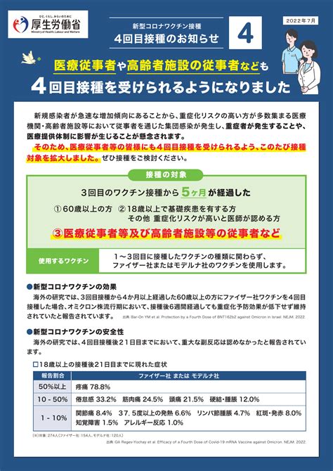 新型コロナワクチンの4回目接種について（周知事項）