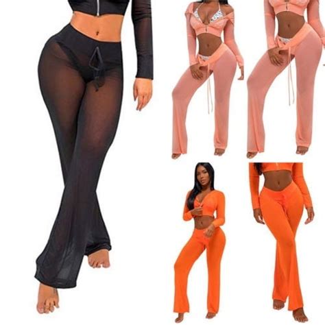 Newest Womens Beach Mesh Sheer Bikini Cover Up Swimwear Transparent