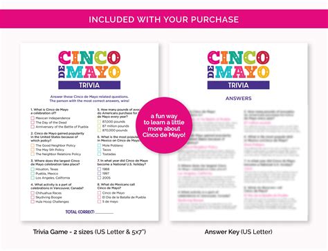 Cinco De Mayo Trivia Game Printable Quiz With Answers For A Mexican