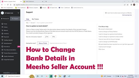 How To Change Bank Details In Meesho Seller Account Youtube