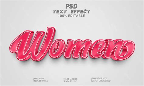 Mujeres Fucsia Cursiva 3d Estilo De Fuente Efecto Archivo PSD