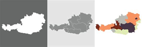 Austria map set in white color and administrative regions of Austrian ...