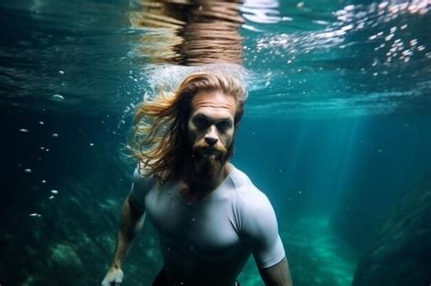 Premium Photo Handsome Man Mermaid Underwater