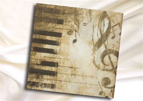 Paper Napkins For Decoupage Music Piano Keys And Music Notes X