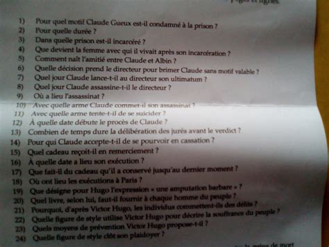 Claude Gueux Victor Hugo Questionnaire Reponse France Bleu