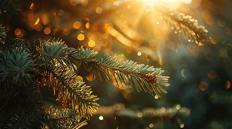 Sun Rays Shine Through Pine Tree Branches In The Forest In Spring